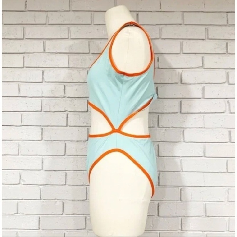 L*Space Women Blue Orange Kira Cutout Twist Back Bitsy Cut One Piece Swimsuit 12 - Picture 4 of 9